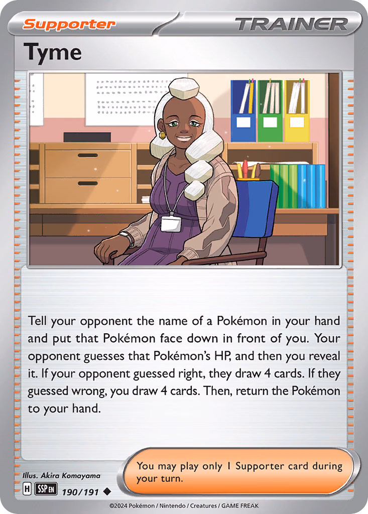 Tyme Pokemon card (190/191, Surging Sparks)