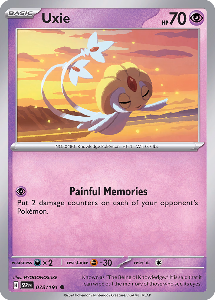 Uxie Pokemon card (078/191, Surging Sparks)