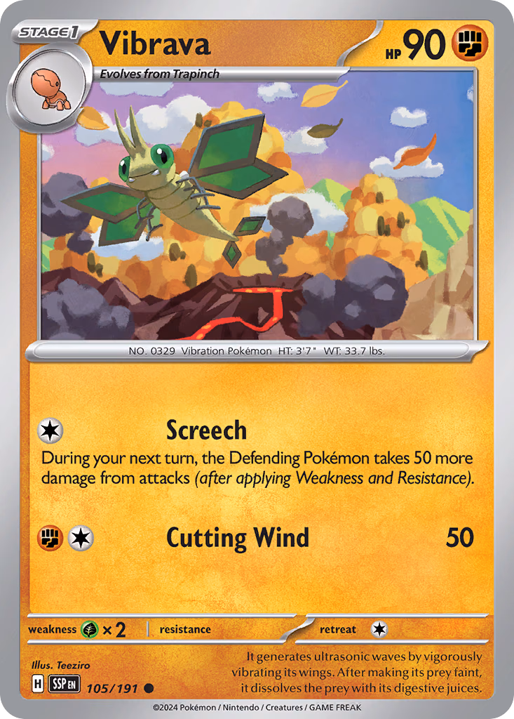 Vibrava Pokemon card (105/191, Surging Sparks)