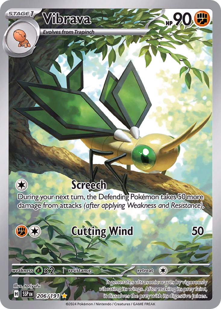 Vibrava Pokemon card (206/191, Surging Sparks)