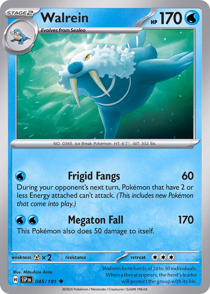 Walrein Pokemon card (045/191, Surging Sparks)