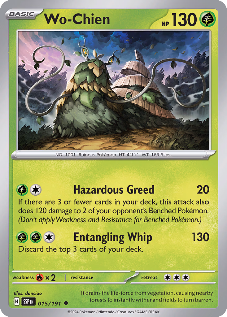 Wo-Chien Pokemon card (015/191, Surging Sparks)
