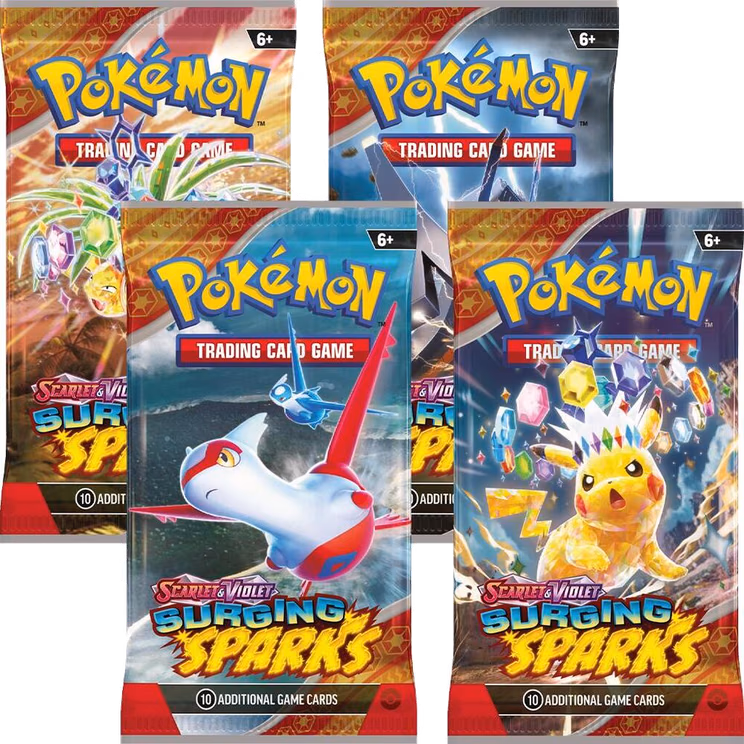 Pokemon Surging Sparks Booster Pack Art Bundle [Set of 4]