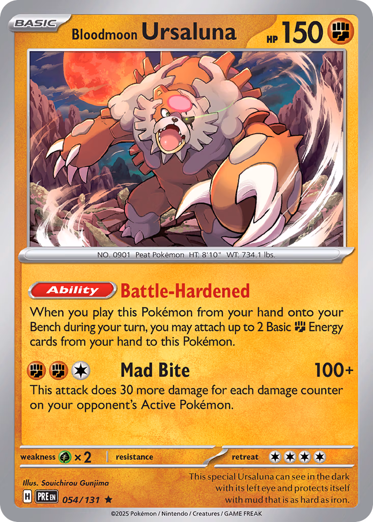 Bloodmoon Ursaluna Pokemon card (054/131, Prismatic Evolutions)