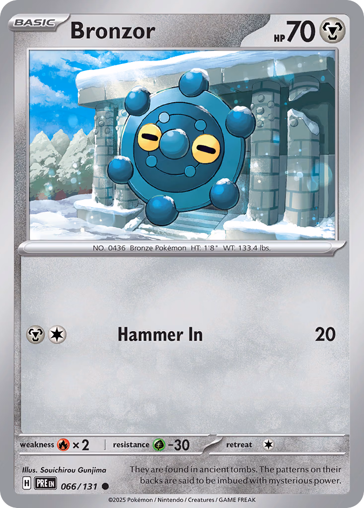 Bronzor Pokemon card (066/131, Prismatic Evolutions)