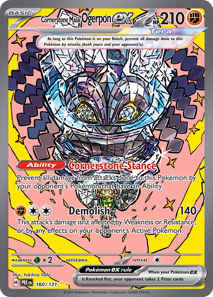 Cornerstone Mask Ogerpon ex Pokemon card (160/131, Prismatic Evolutions)
