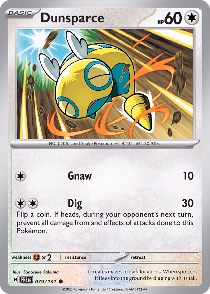 Dunsparce Pokemon card (079/131, Prismatic Evolutions)