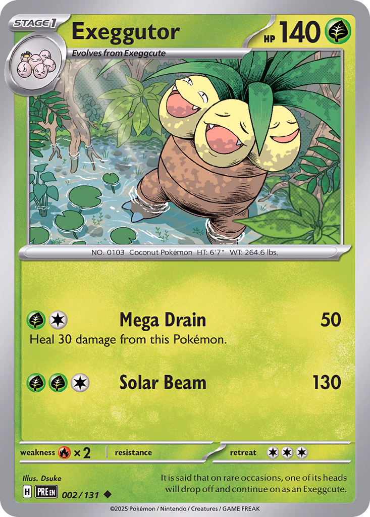 Exeggutor Pokemon card (002/131, Prismatic Evolutions)