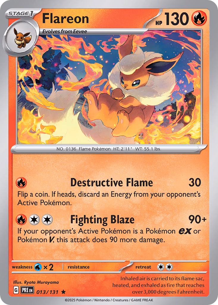 Flareon Pokemon card (013/131, Prismatic Evolutions)