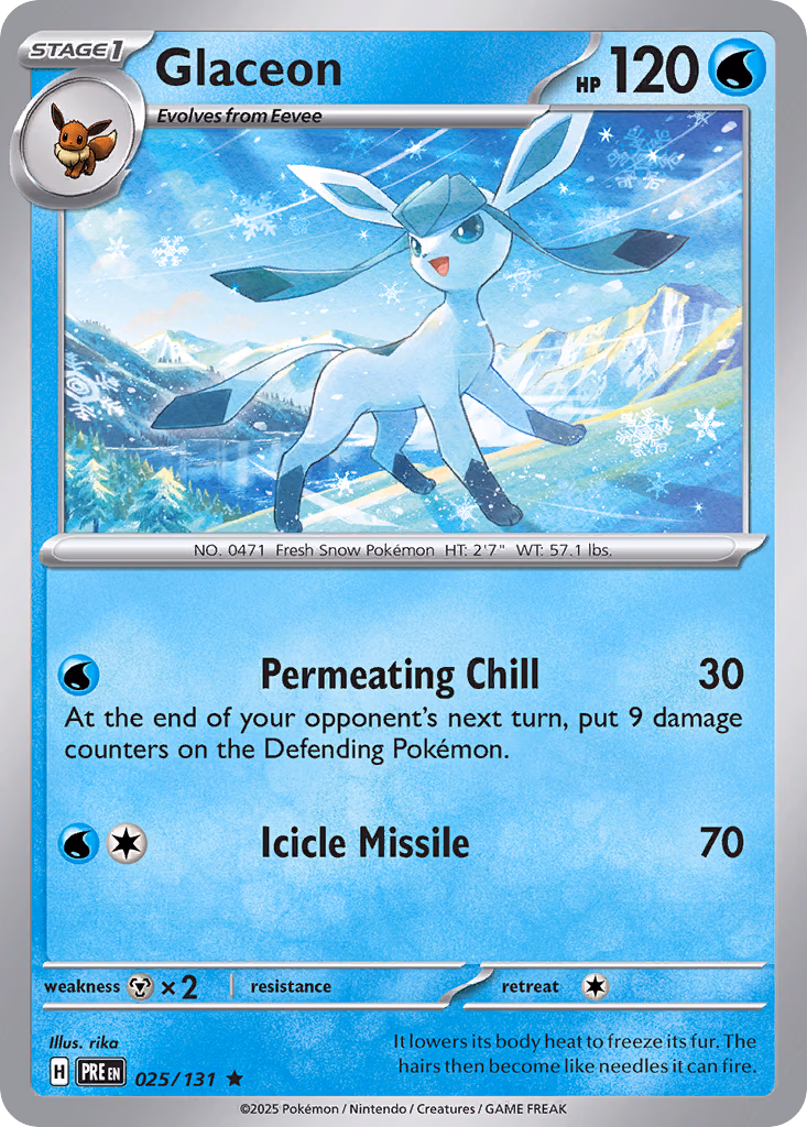 Glaceon Pokemon card (025/131, Prismatic Evolutions)
