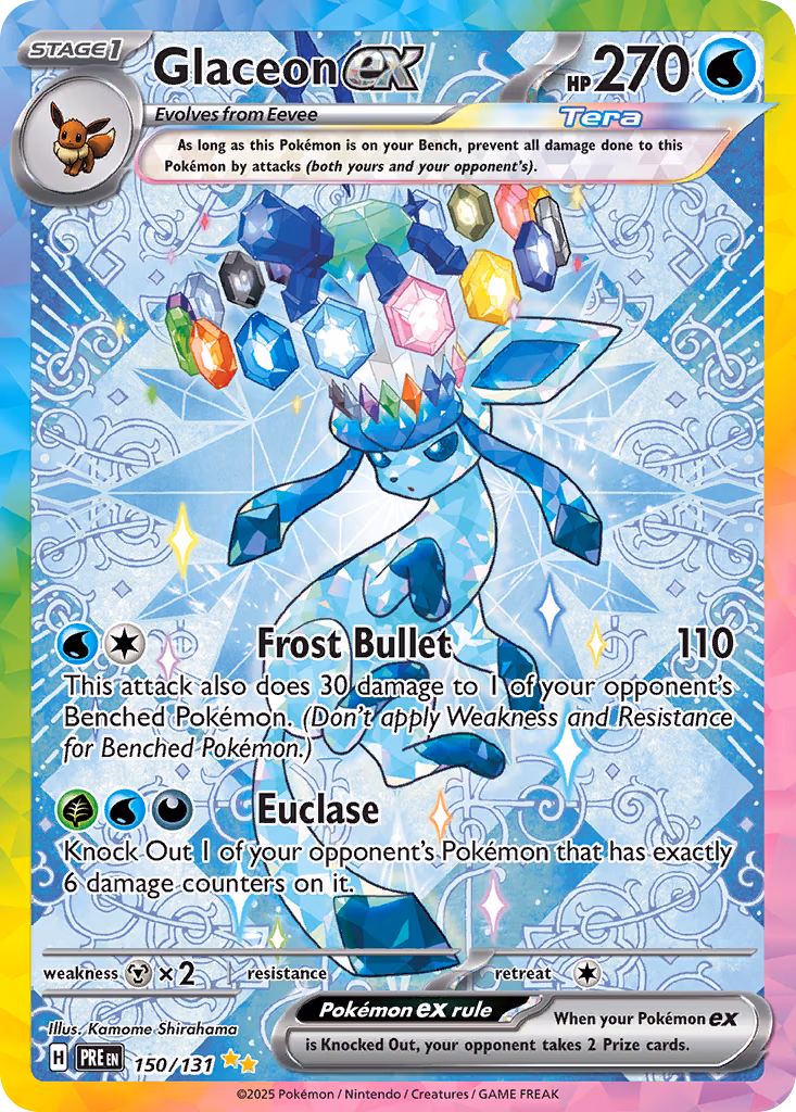 Glaceon ex Pokemon card (150/131, Prismatic Evolutions)