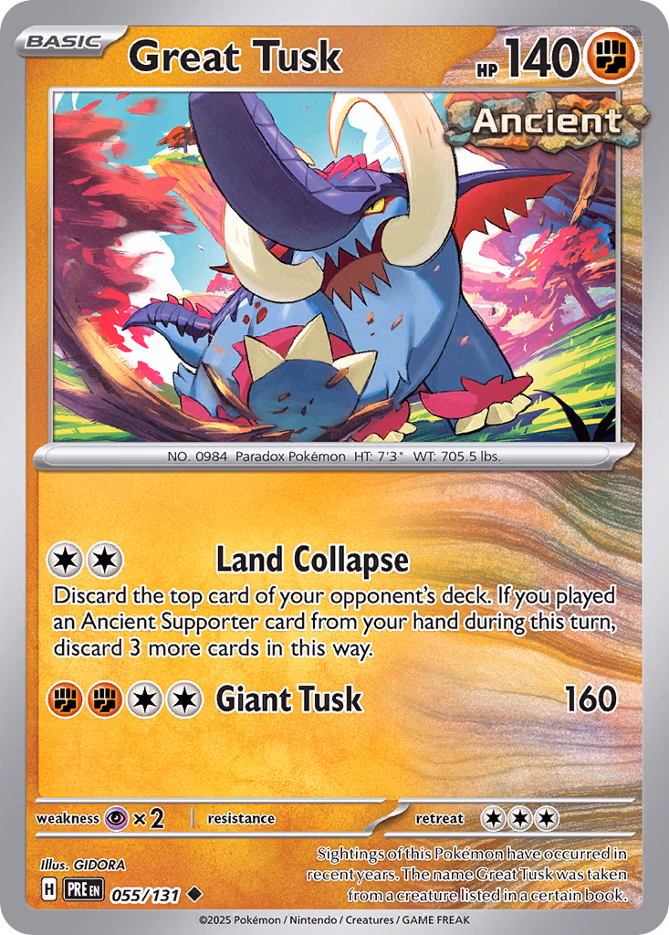 Great Tusk Pokemon card (055/131, Prismatic Evolutions)