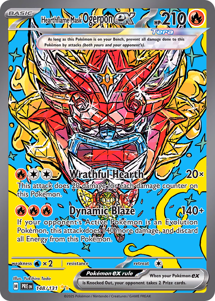 Hearthflame Mask Ogerpon ex Pokemon card (148/131, Prismatic Evolutions)