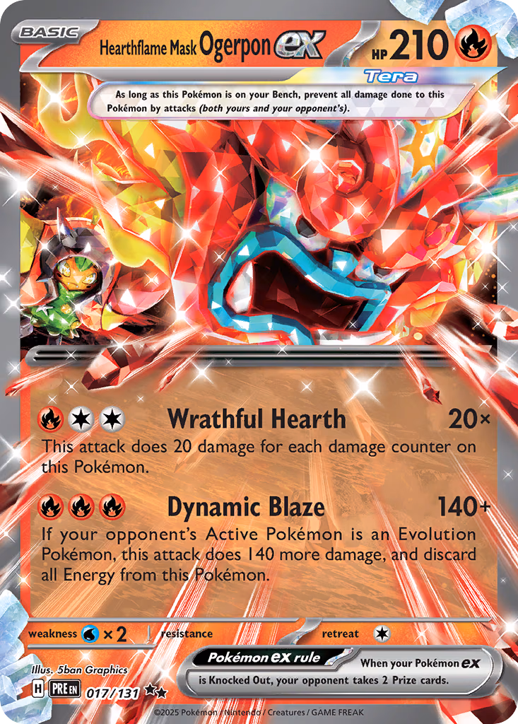 Hearthflame Mask Ogerpon ex Pokemon card (017/131, Prismatic Evolutions)