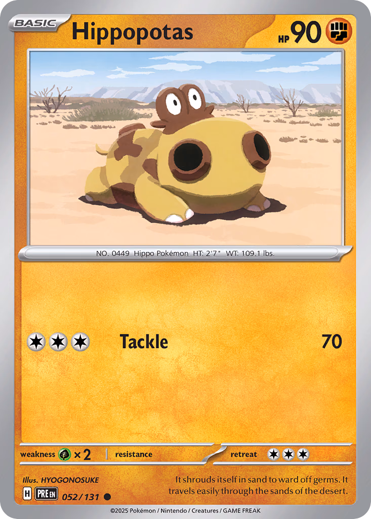 Hippopotas Pokemon card (052/131, Prismatic Evolutions)