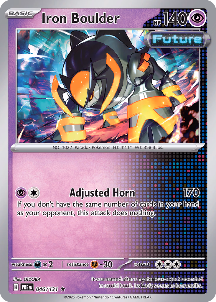 Iron Boulder Pokemon card (046/131, Prismatic Evolutions)