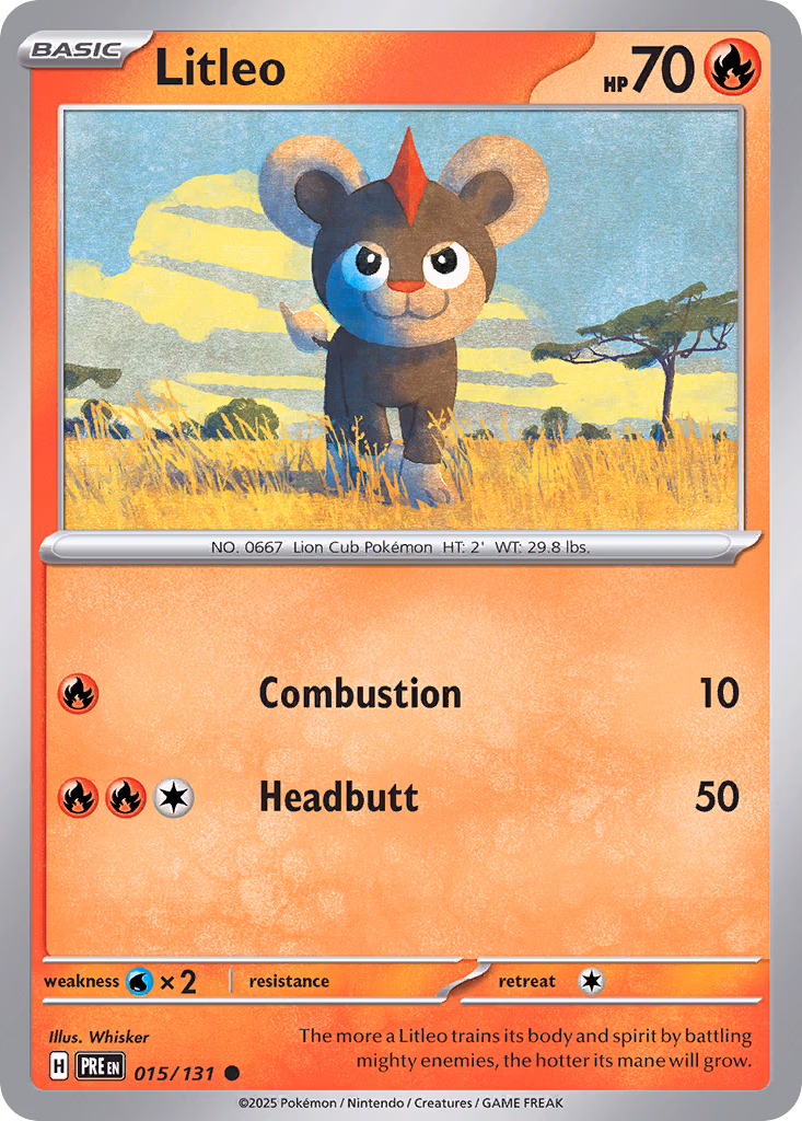 Litleo Pokemon card (015/131, Prismatic Evolutions)