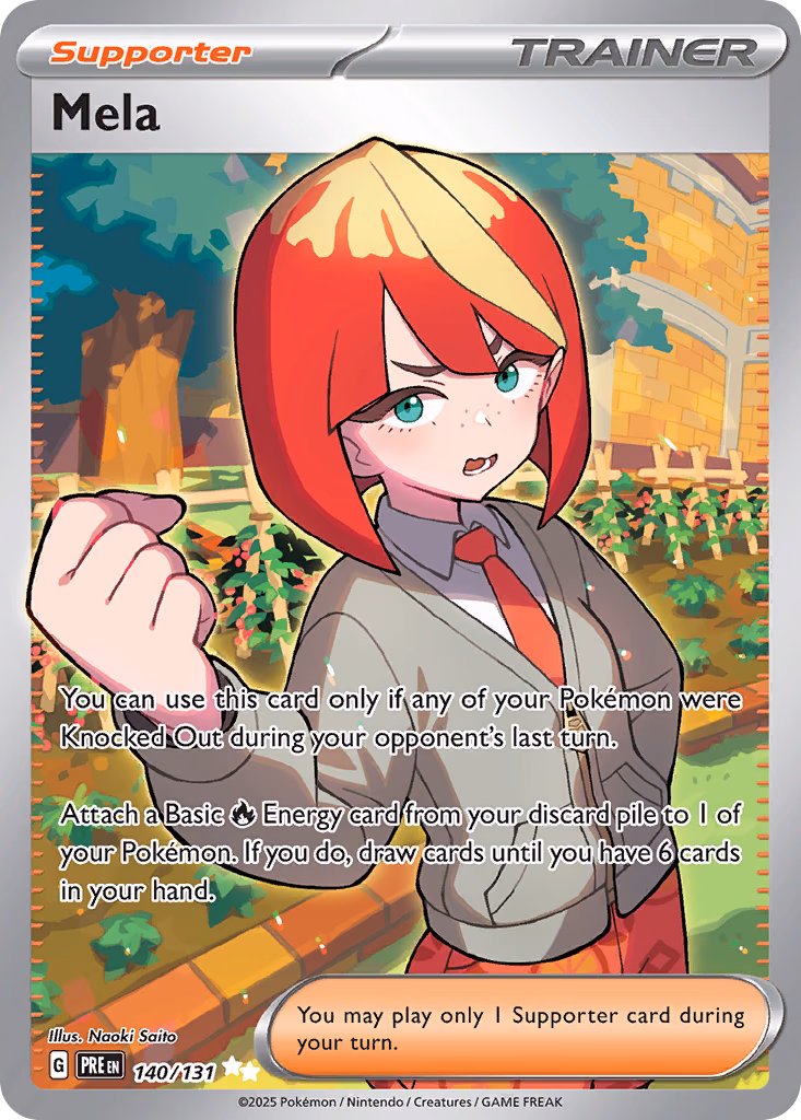 Mela Pokemon card (140/131, Prismatic Evolutions)
