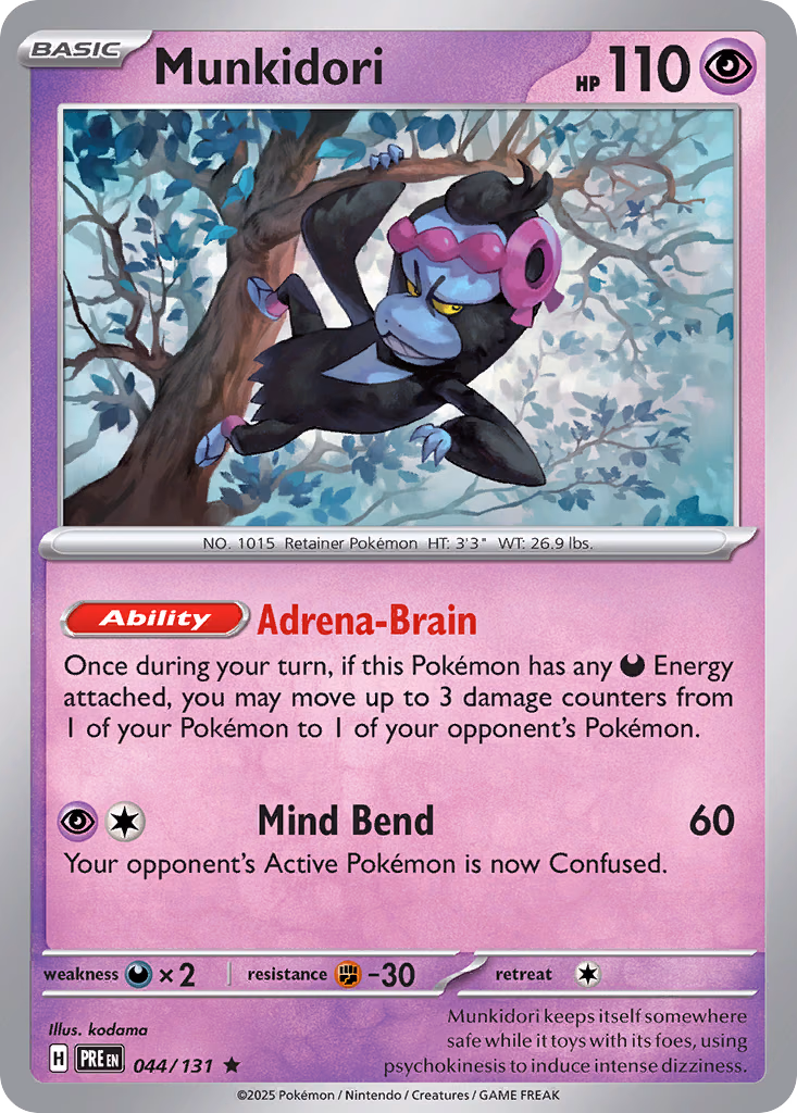 Munkidori Pokemon card (044/131, Prismatic Evolutions)
