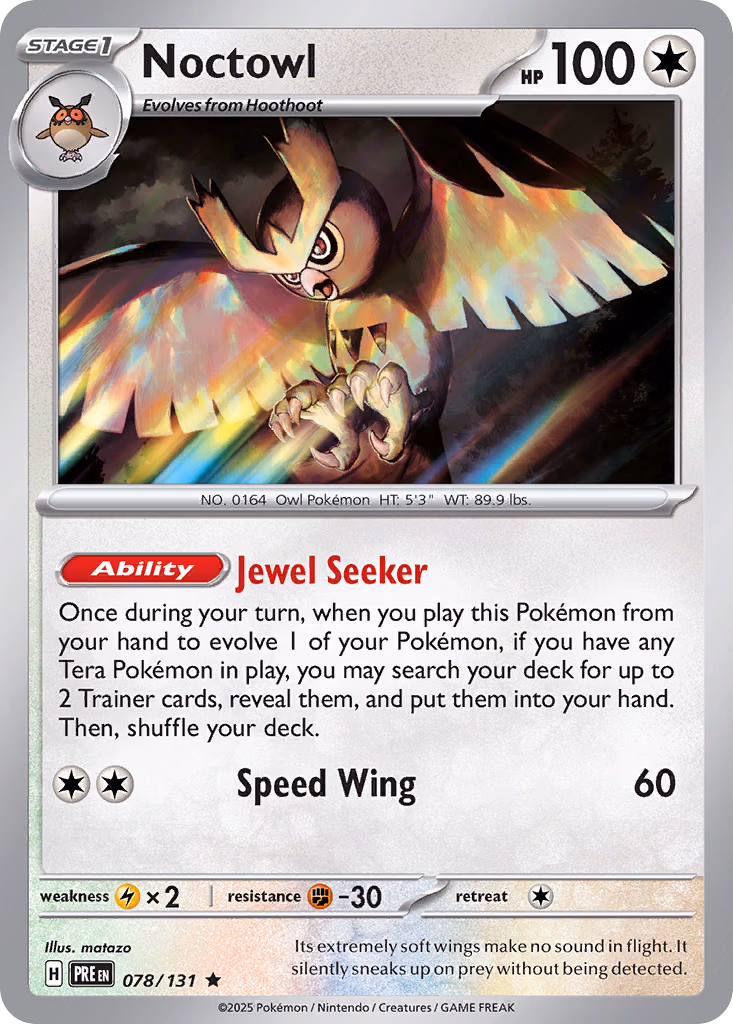 Noctowl Pokemon card (078/131, Prismatic Evolutions)