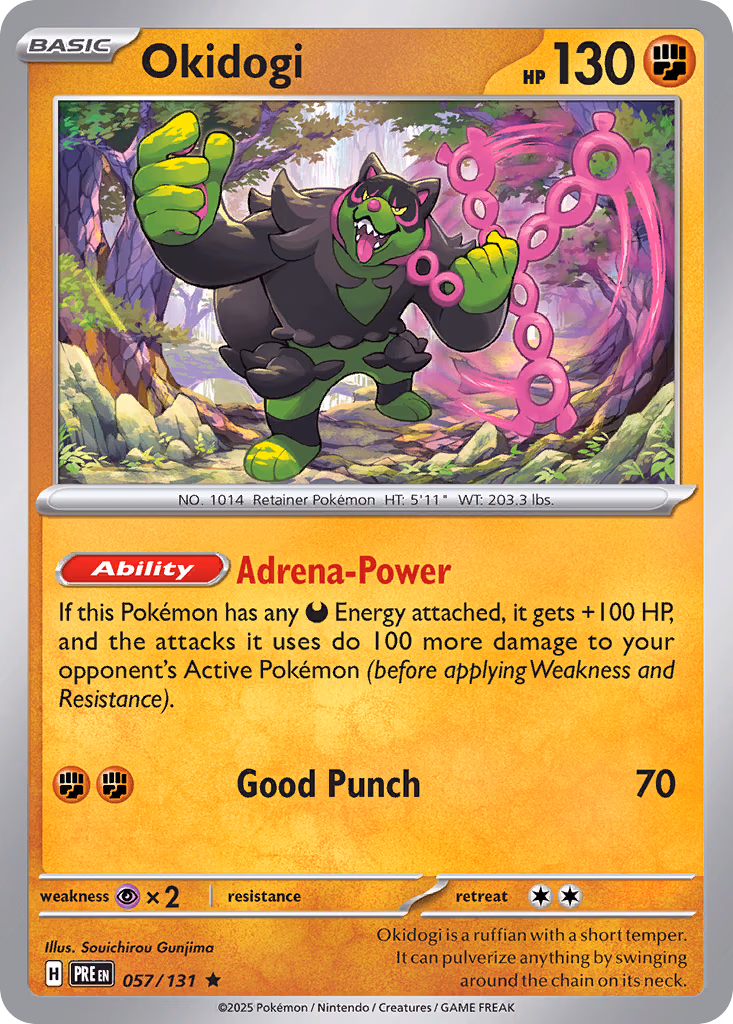 Okidogi Pokemon card (057/131, Prismatic Evolutions)