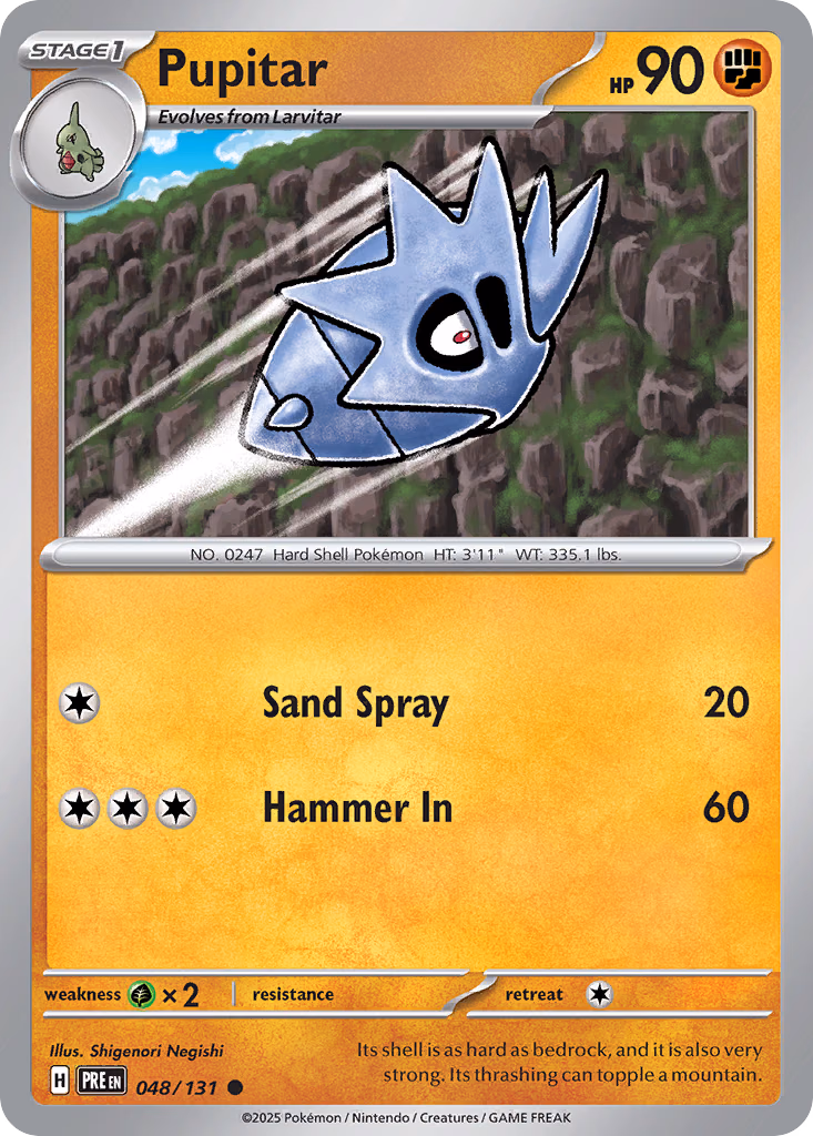 Pupitar Pokemon card (048/131, Prismatic Evolutions)