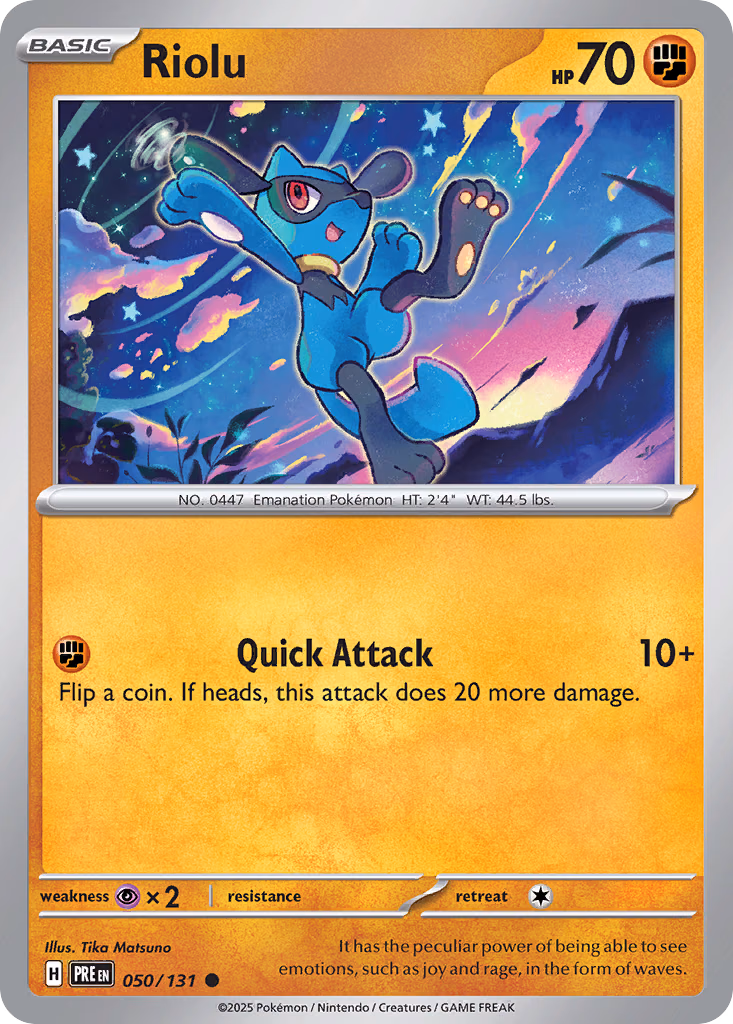 Riolu Pokemon card (050/131, Prismatic Evolutions)