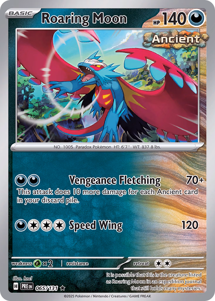 Roaring Moon Pokemon card (065/131, Prismatic Evolutions)