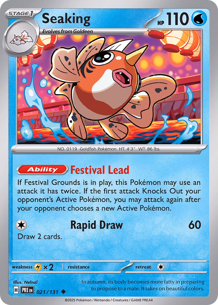 Seaking Pokemon card (021/131, Prismatic Evolutions)