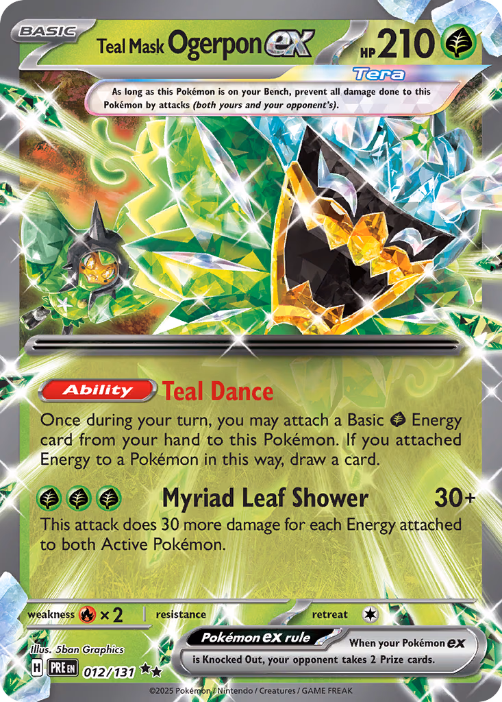 Teal Mask Ogerpon ex Pokemon card (012/131, Prismatic Evolutions)