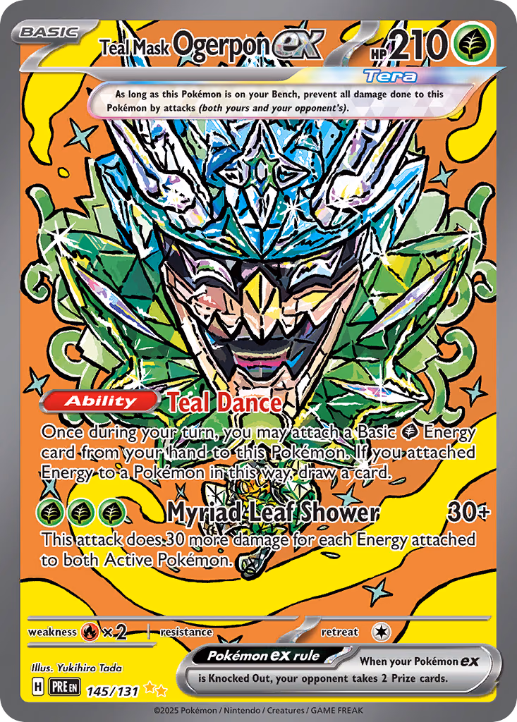 Teal Mask Ogerpon ex Pokemon card (145/131, Prismatic Evolutions)