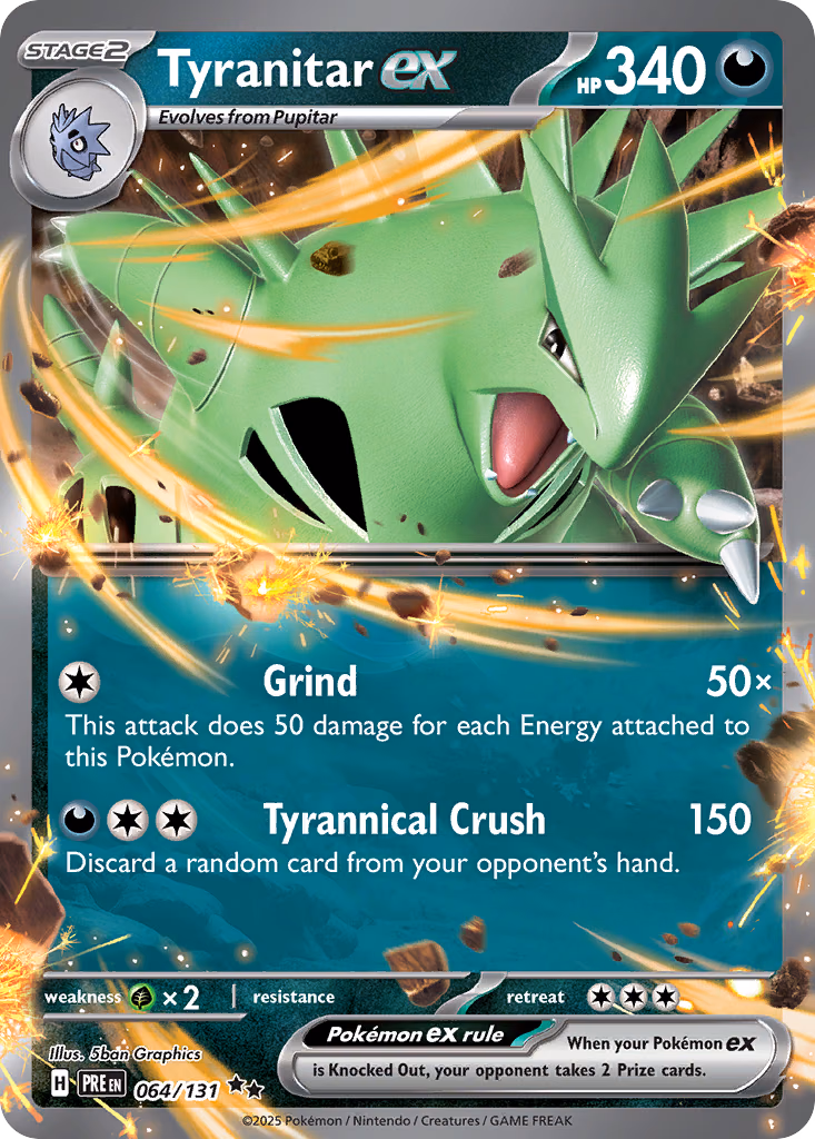 Tyranitar ex Pokemon card (064/131, Prismatic Evolutions)