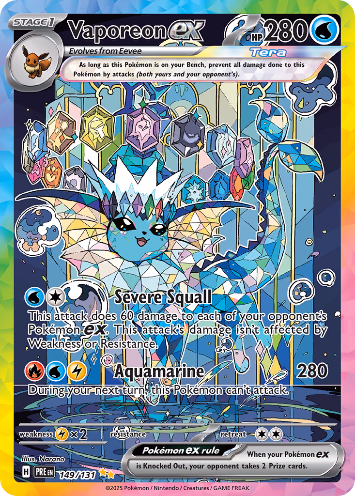 Vaporeon ex Pokemon card (149/131, Prismatic Evolutions)