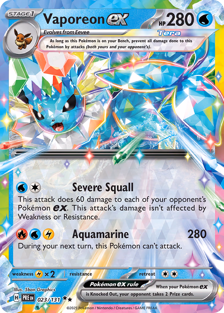 Vaporeon ex Pokemon card (023/131, Prismatic Evolutions)