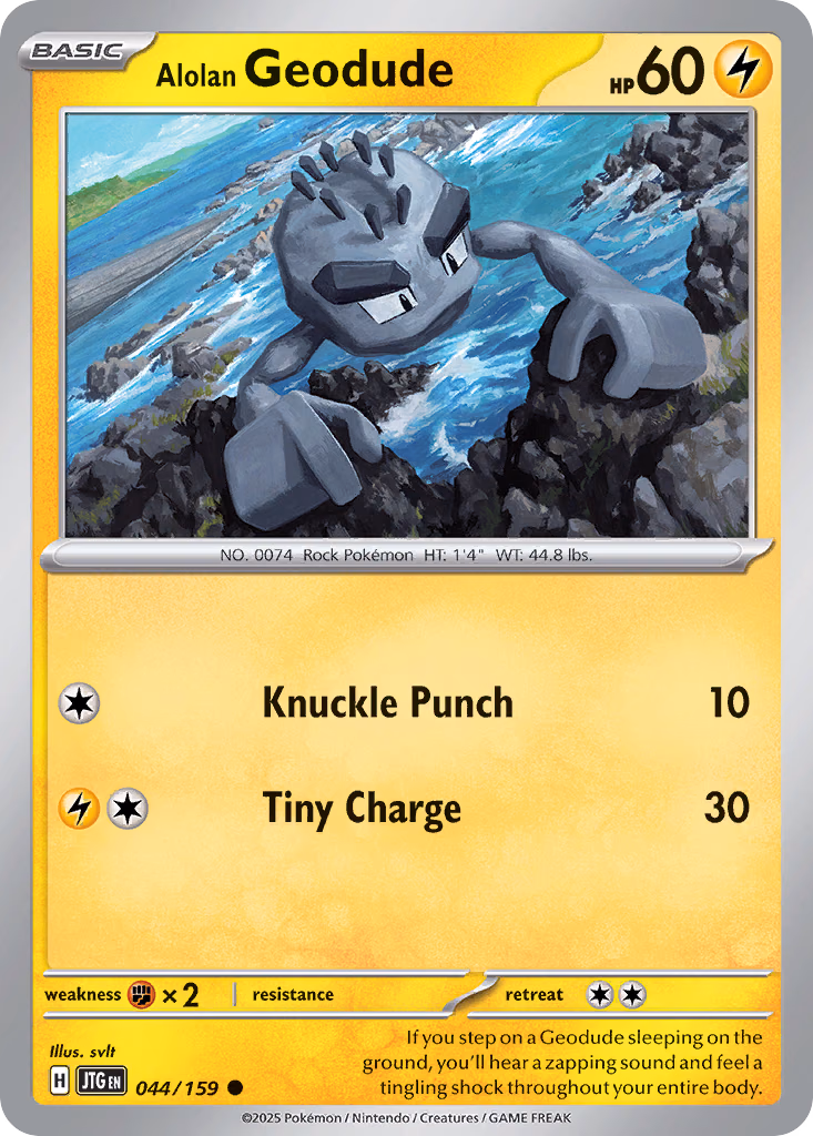 Alolan Geodude Pokemon card (044/159, Journey Together)