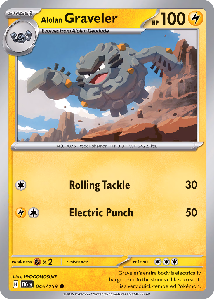 Alolan Graveler Pokemon card (045/159, Journey Together)