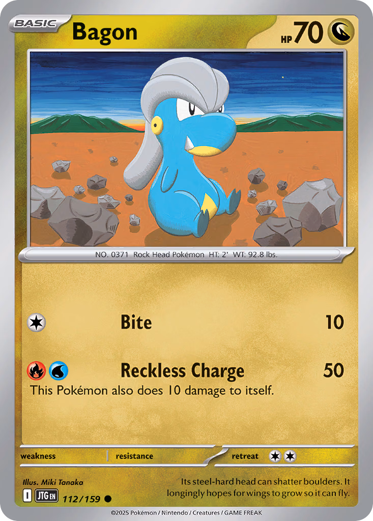 Bagon Pokemon card (112/159, Journey Together)