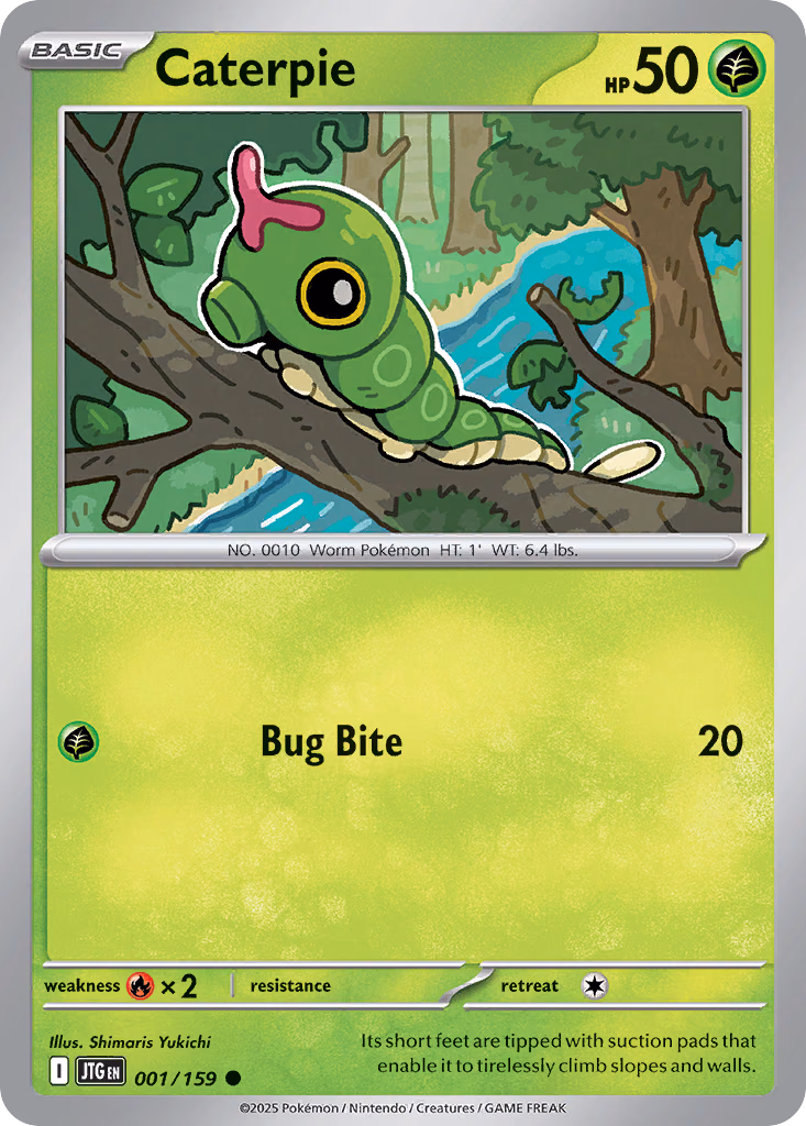 Caterpie Pokemon card (001/159, Journey Together)