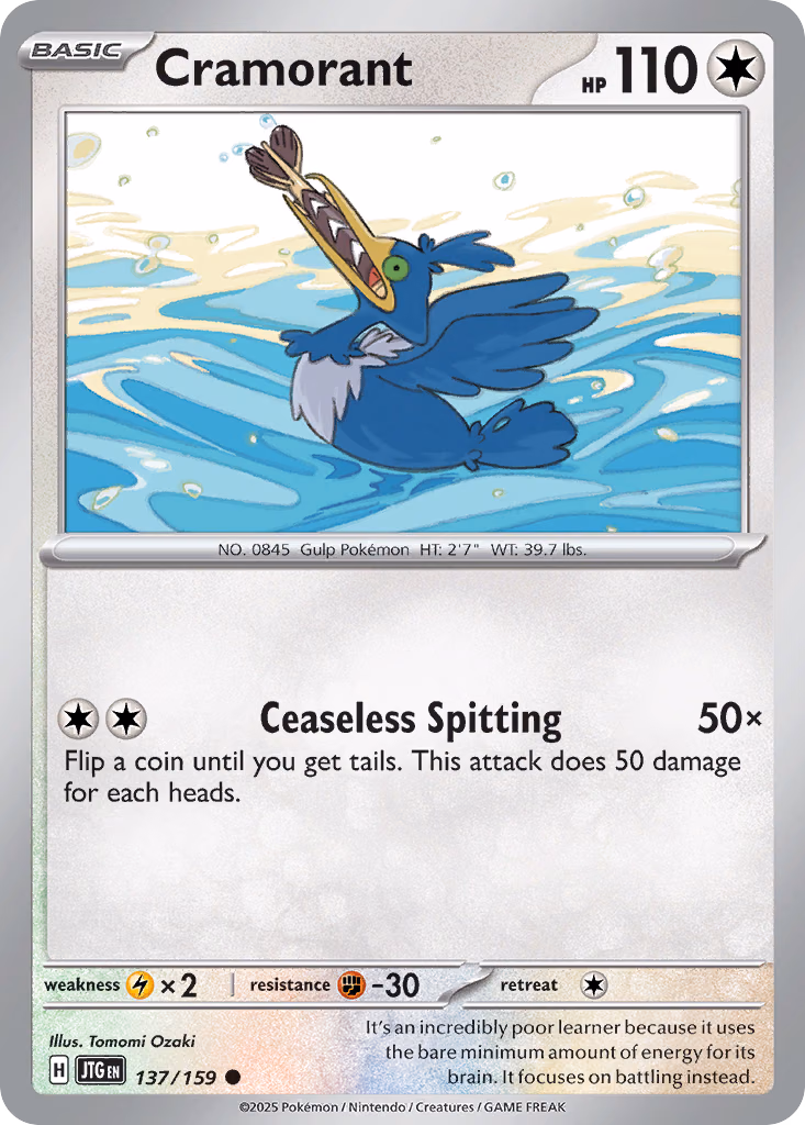 Cramorant Pokemon card (137/159, Journey Together)