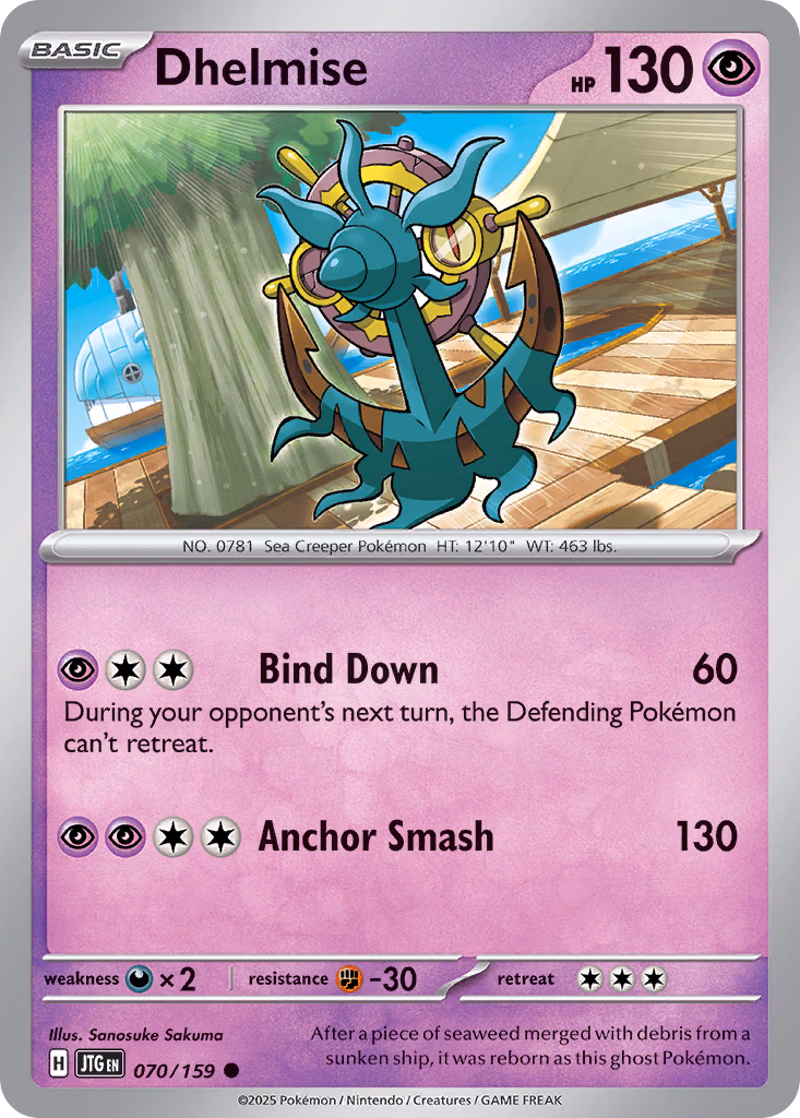 Dhelmise Pokemon card (070/159, Journey Together)