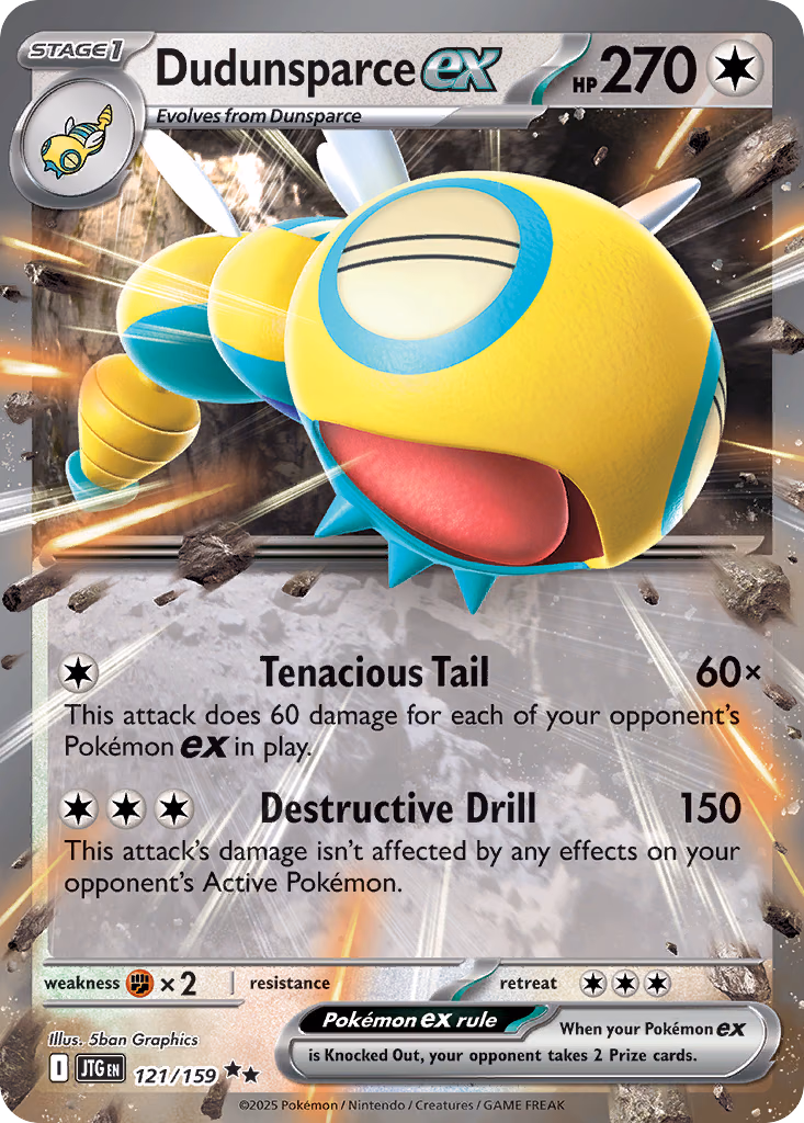 Dudunsparce ex Pokemon card (121/159, Journey Together)