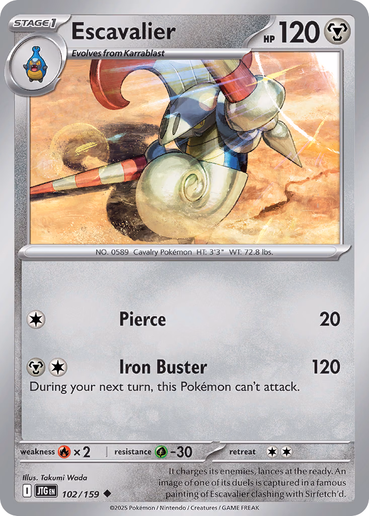 Escavalier Pokemon card (102/159, Journey Together)
