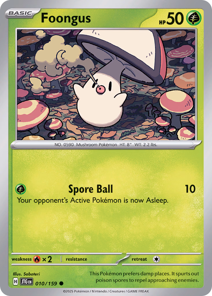 Foongus Pokemon card (010/159, Journey Together)