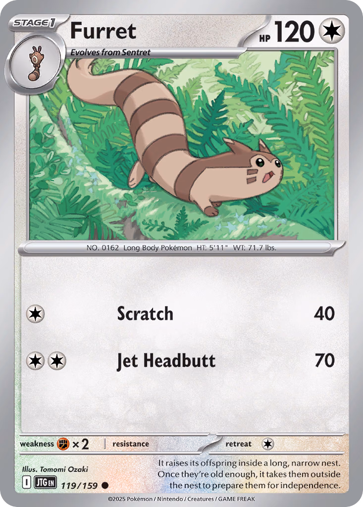 Furret Pokemon card (119/159, Journey Together)