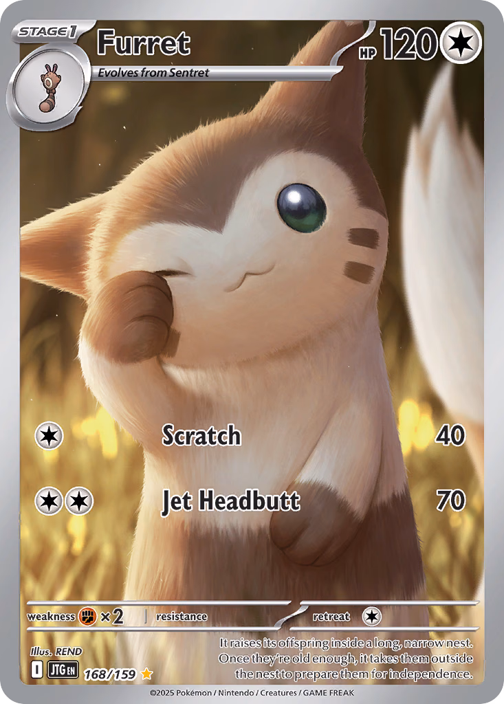 Furret Pokemon card (168/159, Journey Together)