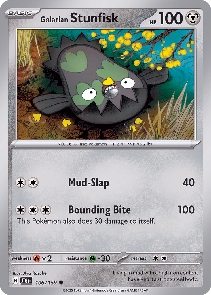 Galarian Stunfisk Pokemon card (106/159, Journey Together)