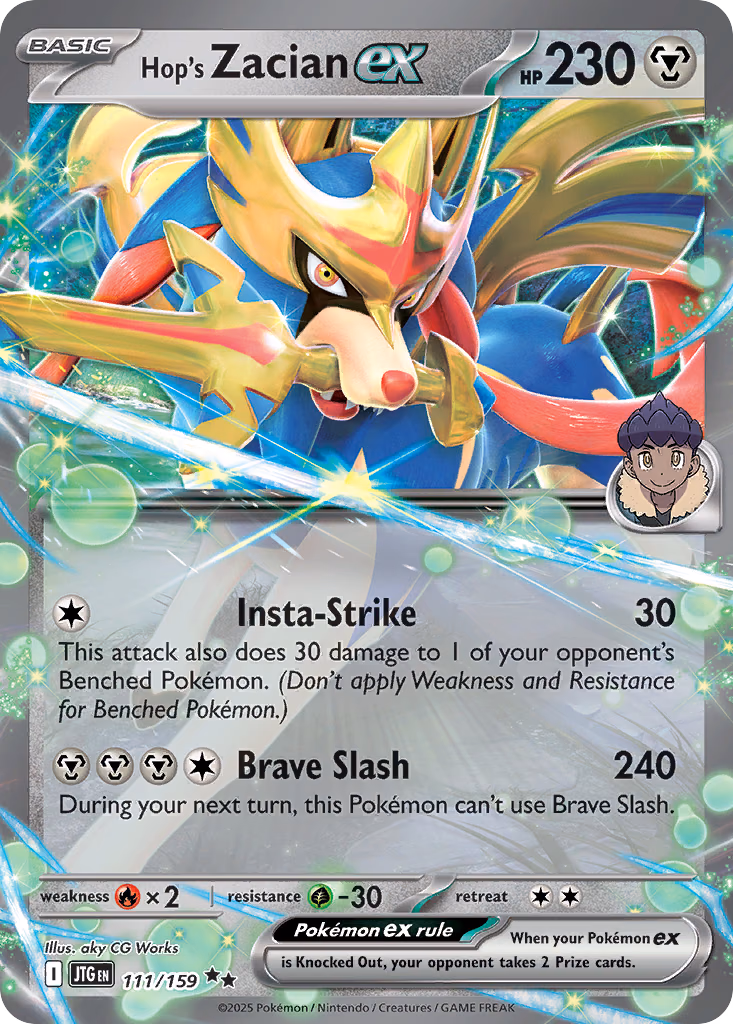 Hop's Zacian ex Pokemon card (111/159, Journey Together)