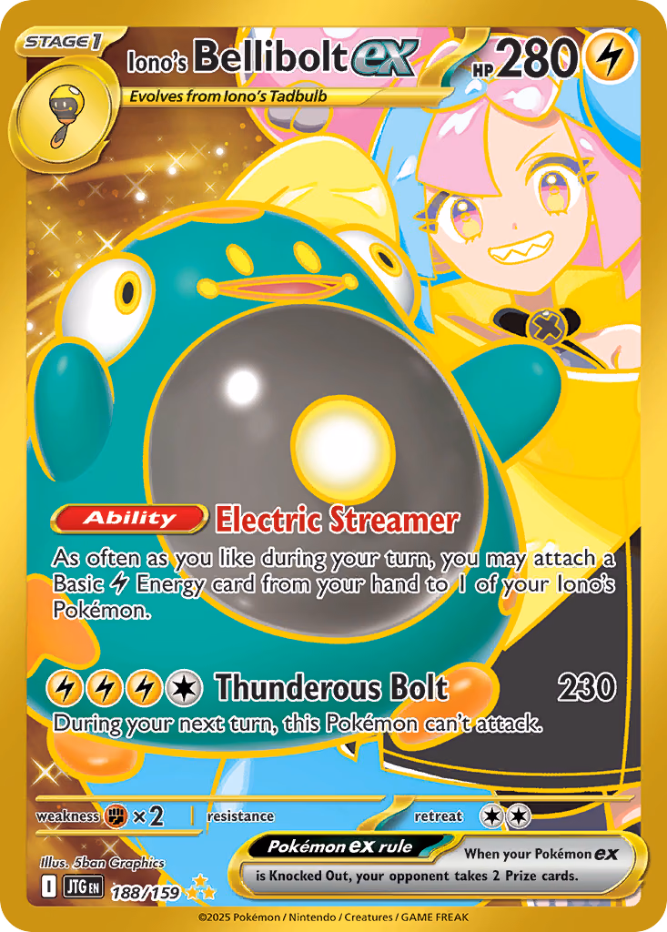 Iono's Bellibolt ex Pokemon card (188/159, Journey Together)