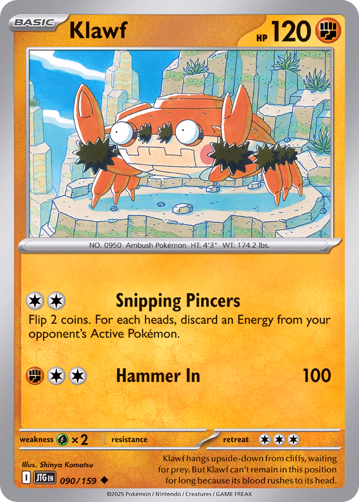 Klawf Pokemon card (090/159, Journey Together)