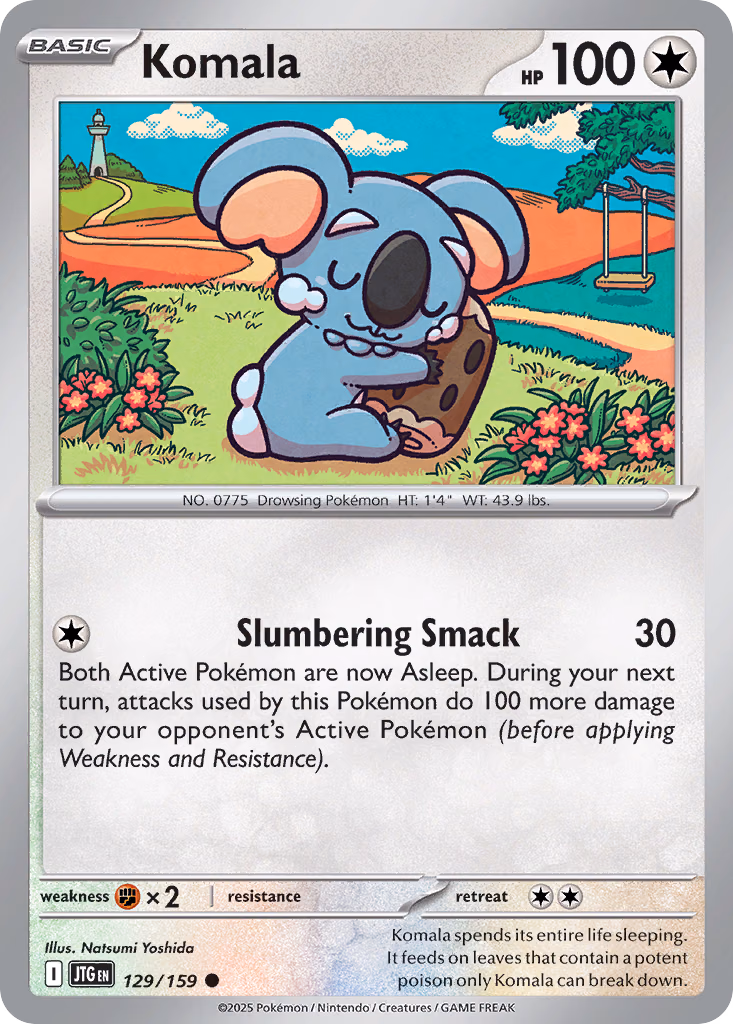 Komala Pokemon card (129/159, Journey Together)